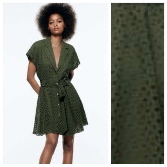 Zara Green Embroidered Shirt Dress Lemon Green Zara Long Shirt Dress With  Layered Open Sleeve Feature